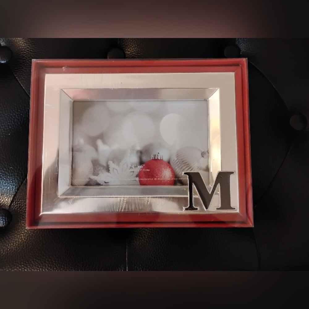 Silver Red Photo Frame Monogram M 4 x 6 Photo Size KOHL'S St. Nicholas Square